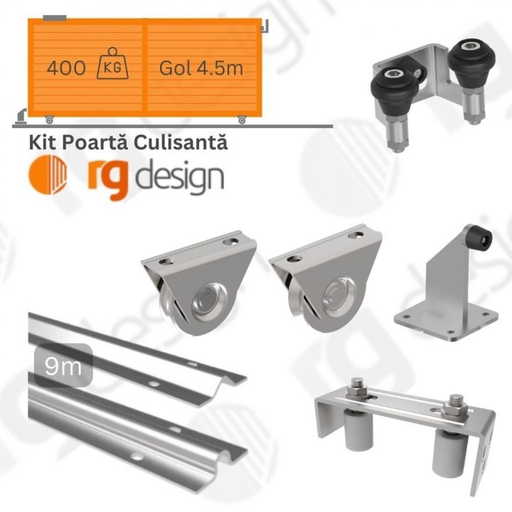 Set complet accesorii poarta culisanta tip V, gol max 4.5m