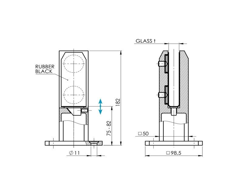 Spigot Rectangular 2205 pentru sticla 12-17.52mm - imagine 3